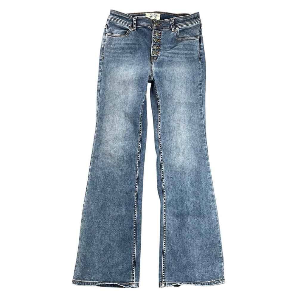 We The Free 29 Flare Jeans Button Fly Boho Y2K Medium Wash Stretch Denim - 29